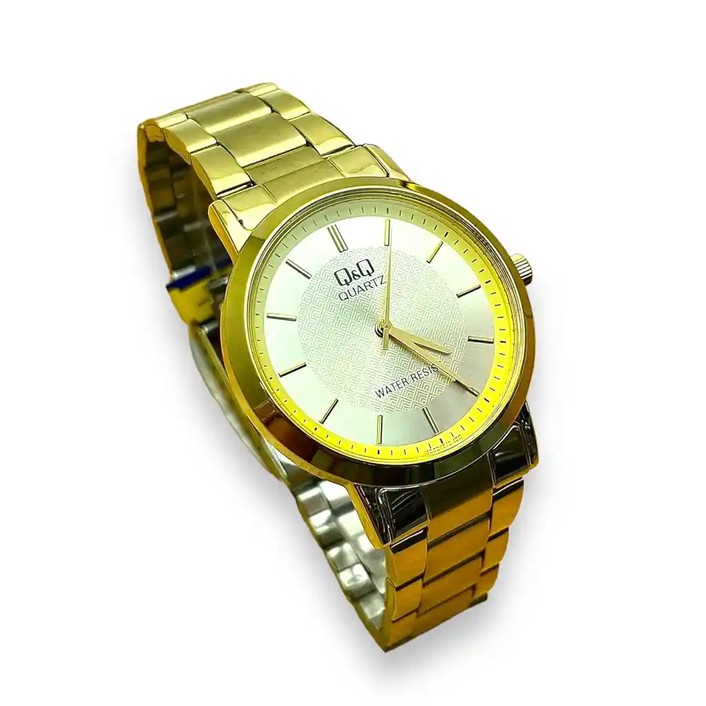 Reloj Qyq Para Hombre Dorado Con Guias En El Tablero