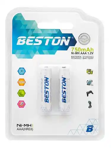 Pilas Recargables Aaa X2 Unidades Beston 750 Mah