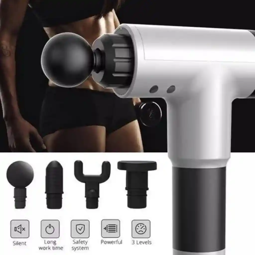 Masajeador Muscular Fascial Gun 6 Velocidades Color Gris