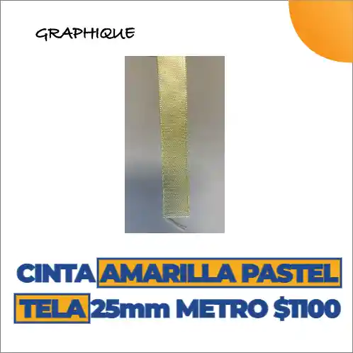 Cinta De Tela Razo O Ilusión Amarillo Pastel De 25 Mm Metro