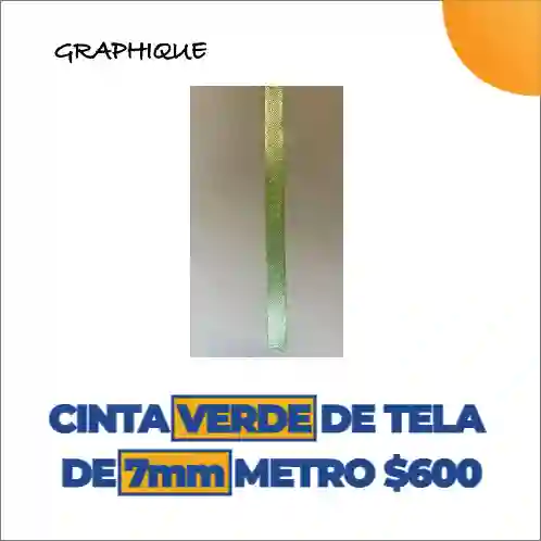 Cinta De Tela Razo O Ilusión Verde Pastel De 7 Mm Metro