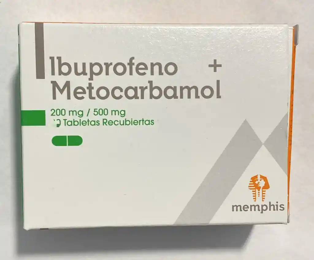 Metocarbamol+ibuprofeno 200/500mg Por 10 Tabletas. Memphis.