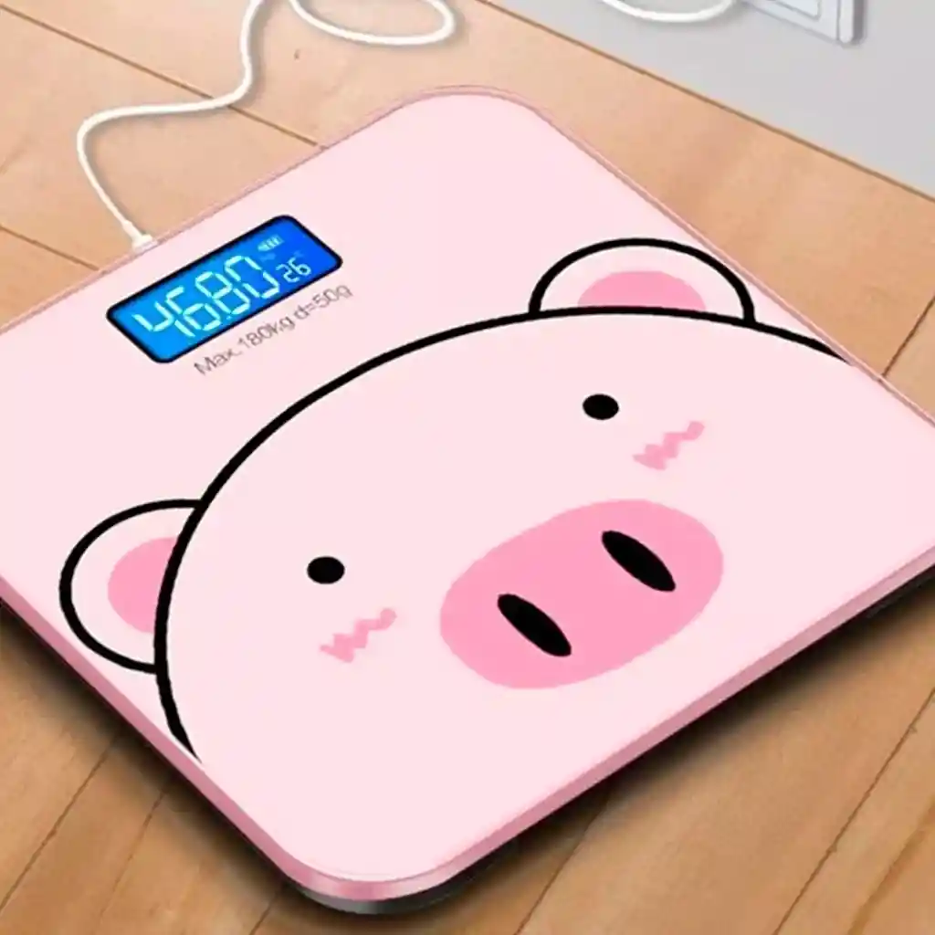 Báscula Digital Pesa Personas Cerdito - Adorable Y Precisa Hasta 180 Kg