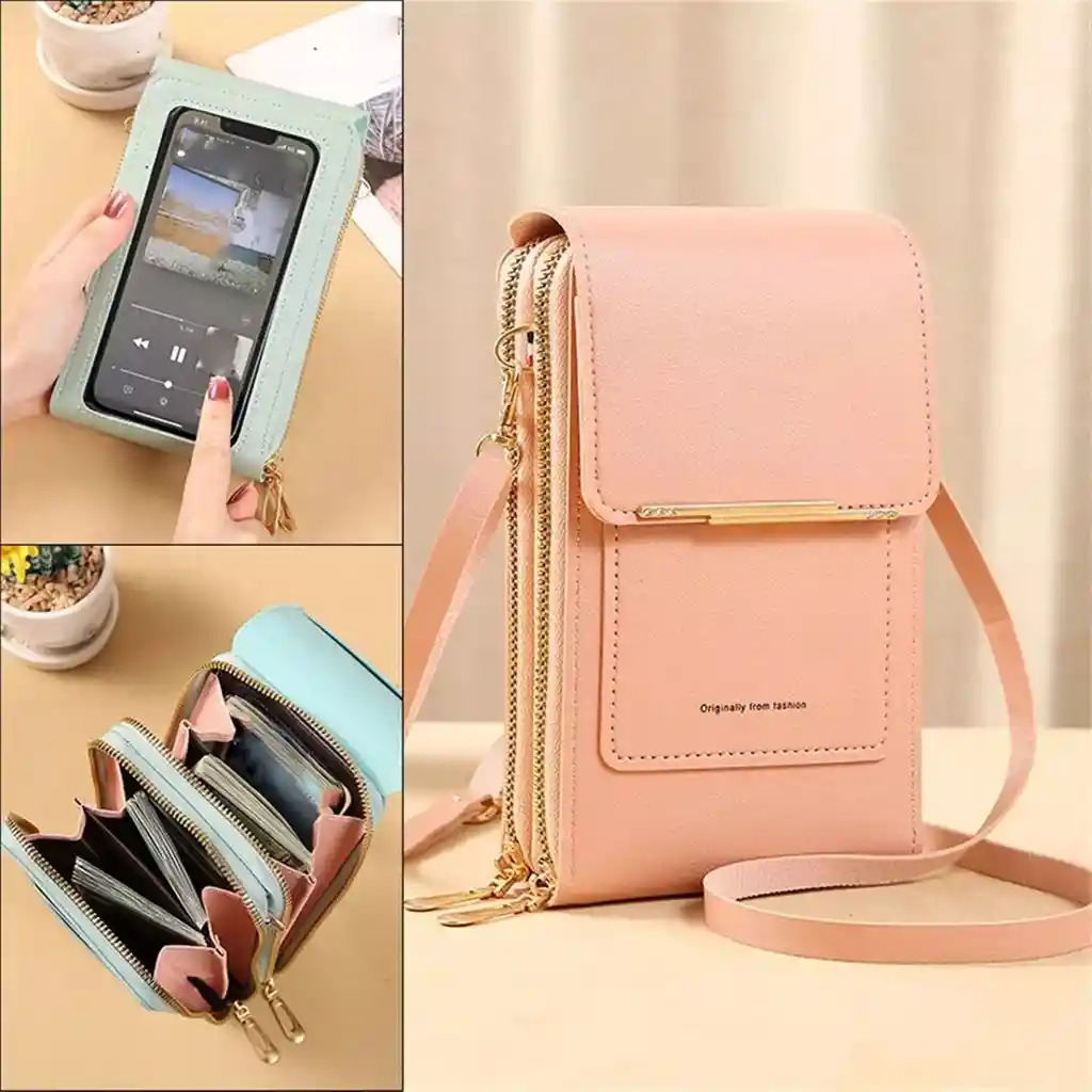 Bolso Billetera De Cuero Suave Con Pantalla Táctil - Elegancia Y Funcionalidad En Uno