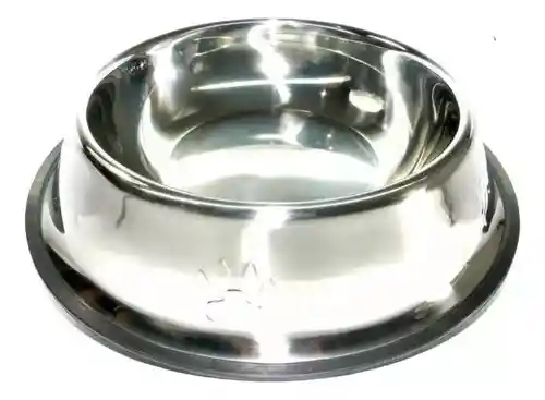 Comedor Comedero Plato Para Perros Y Gatos En Acero Inoxidable 22cm Color Plateado