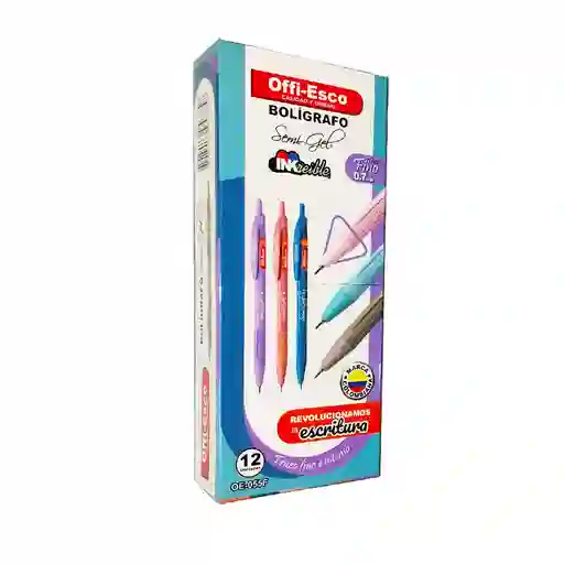 Esfero Offi-esco Pastel Negro Retractil X12