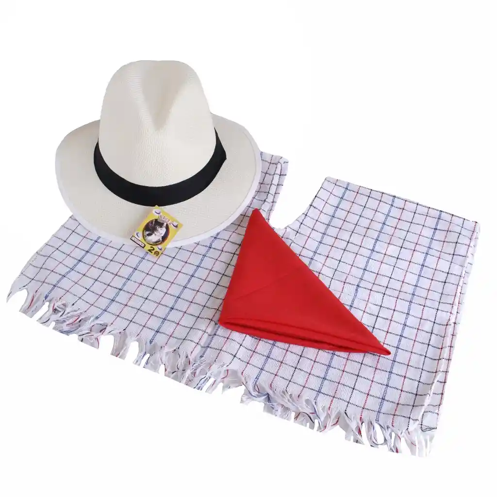 Sombrero Aguadeño Poncho Y Pañoleta Para Niños De 5 A 7 Años