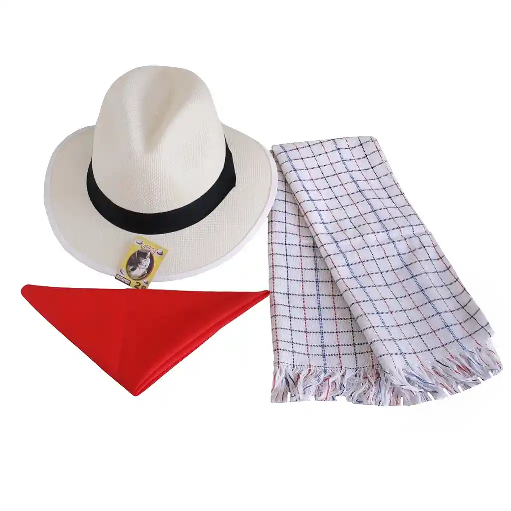 Sombrero Aguadeño Poncho Y Pañoleta Para Niños De 5 A 7 Años