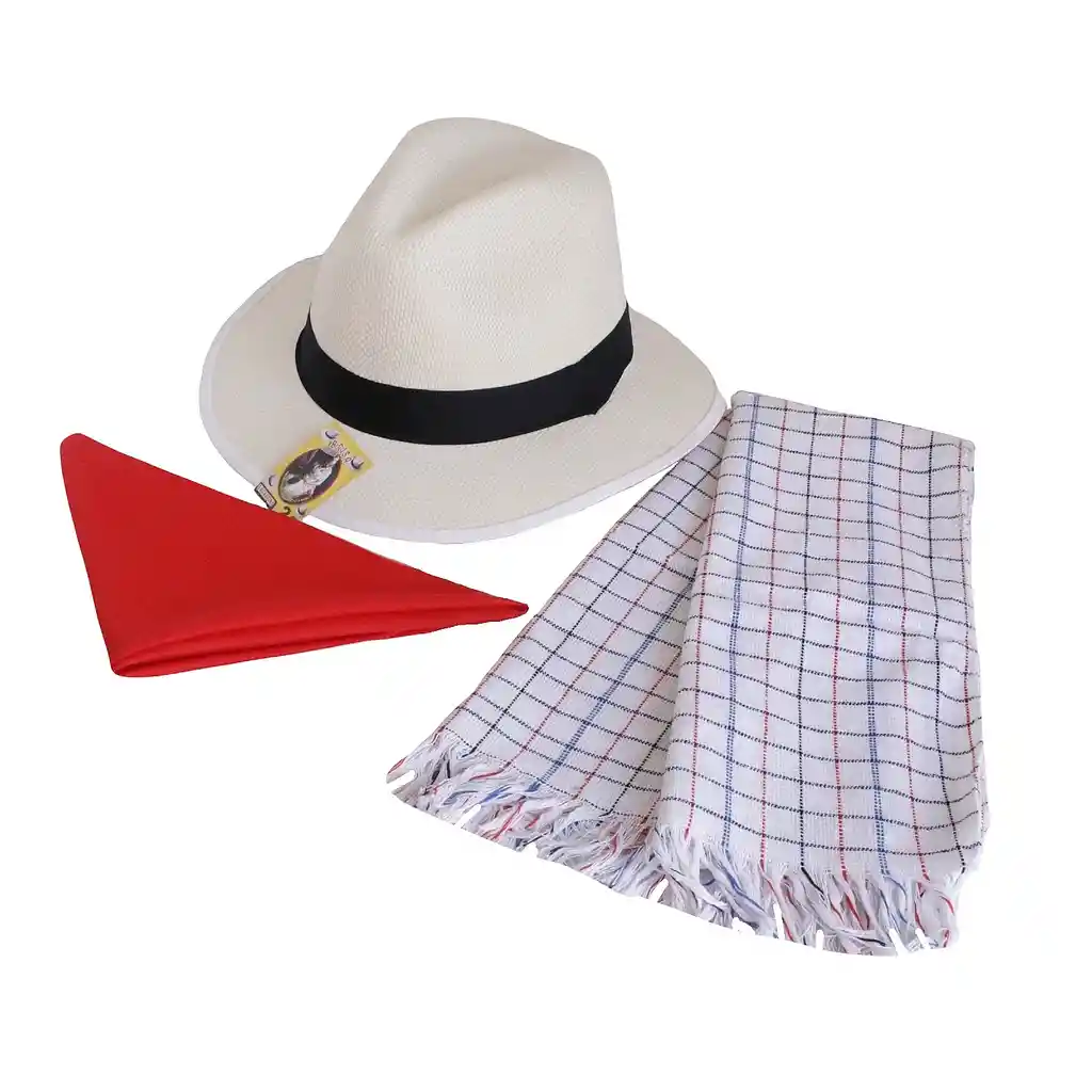 Sombrero Aguadeño Poncho Y Pañoleta Para Niños De 5 A 7 Años
