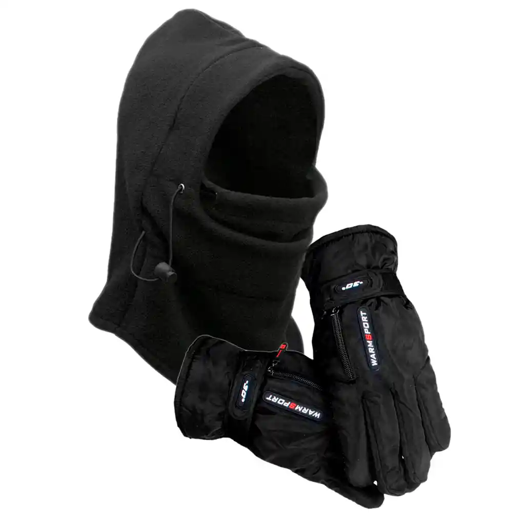 Kit Pasamontañas Balaclava Motero + Guantes Termicos Frío