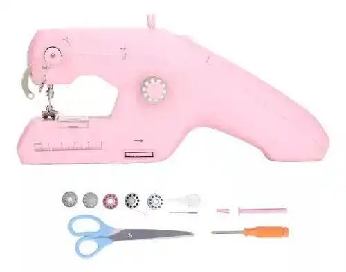 Máquina De Coser A Mano Portátil Rosa Para El Hogar Pequeña