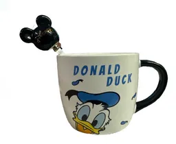 Mug Taza Pocillo Vaso Ceramica Con Cuchara Sin Tapa Motivo Pato Donald Duck