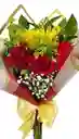 Arreglo Floral -rosas Y Girasol Regalo Para Mujer - Arreglo De Flores