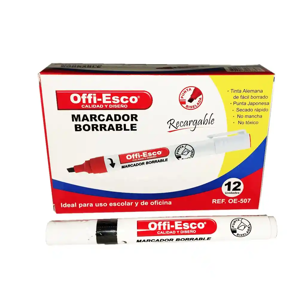 Caja De Marcador Recargable Borrable Offi-esco Rojo