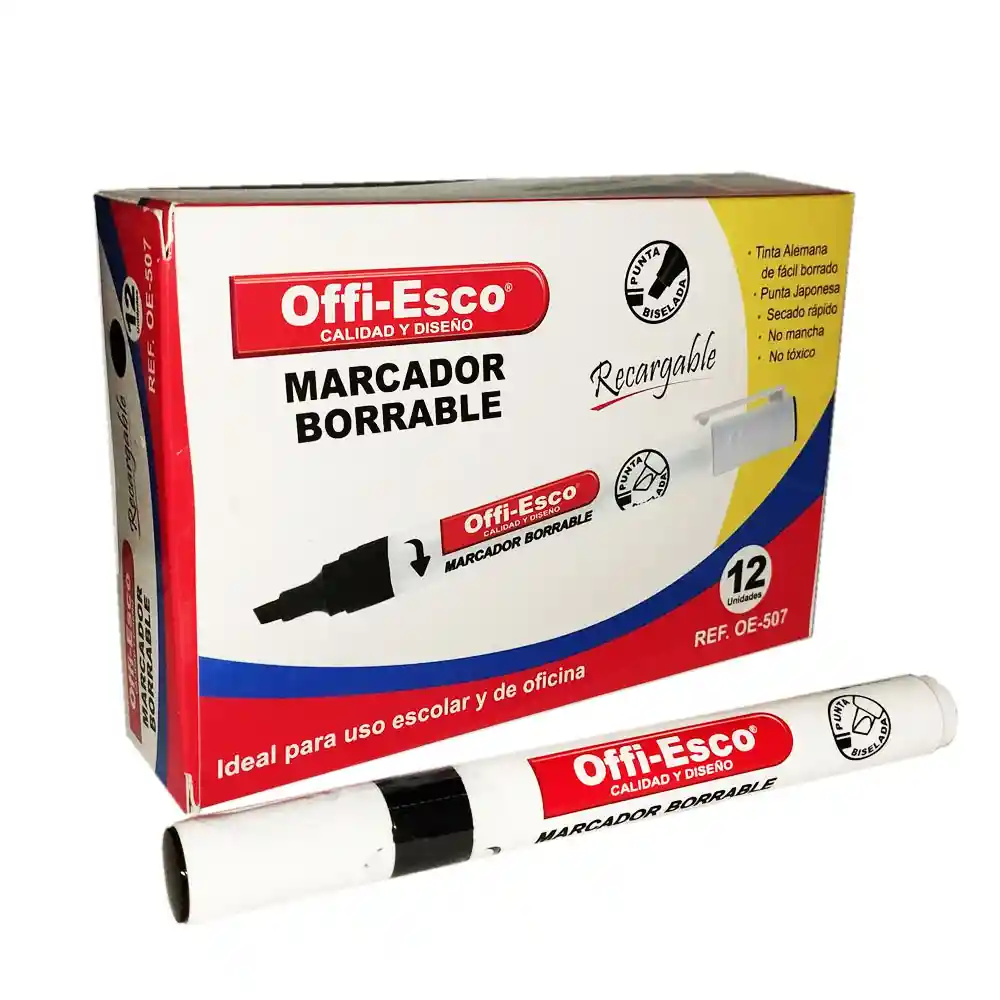 Caja De Marcador Recargable Borrable Offi-esco Negro