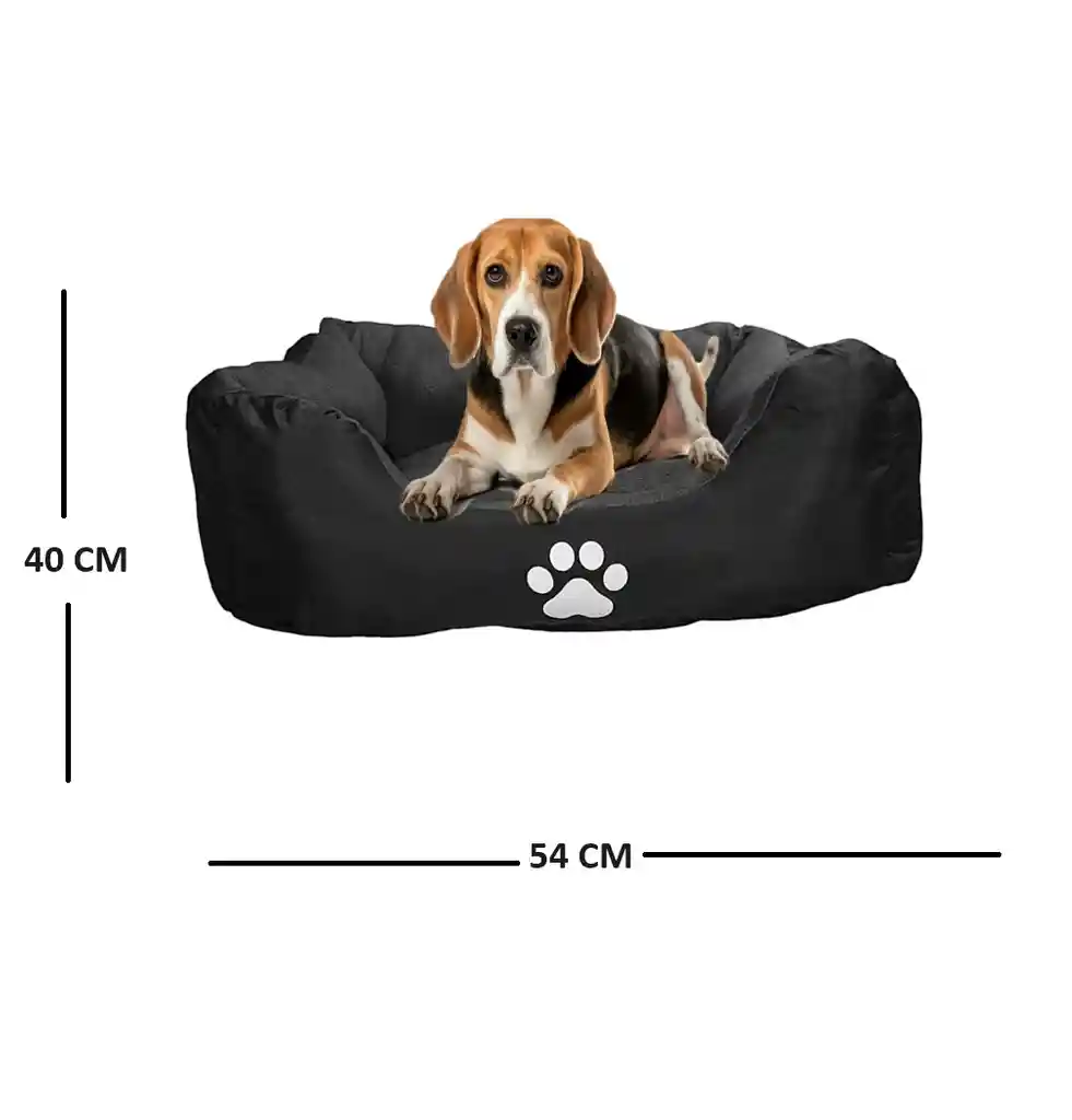 Cama Mediana Con Cojin Color Gris Lavable Para Perros Y Gatos