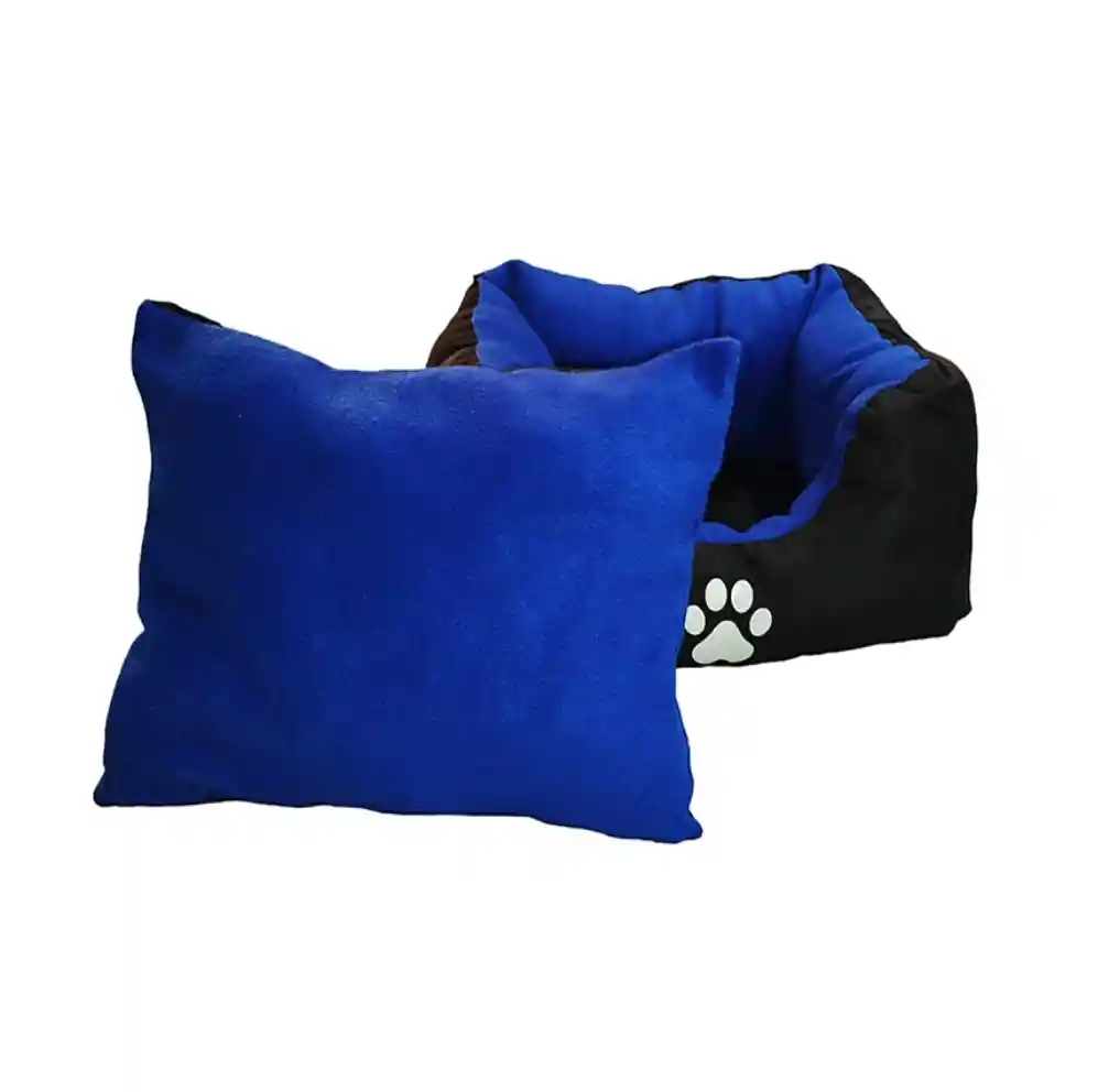 Cama Pequeña Con Cojin Lavable Color Azul Para Perros Y Gatos