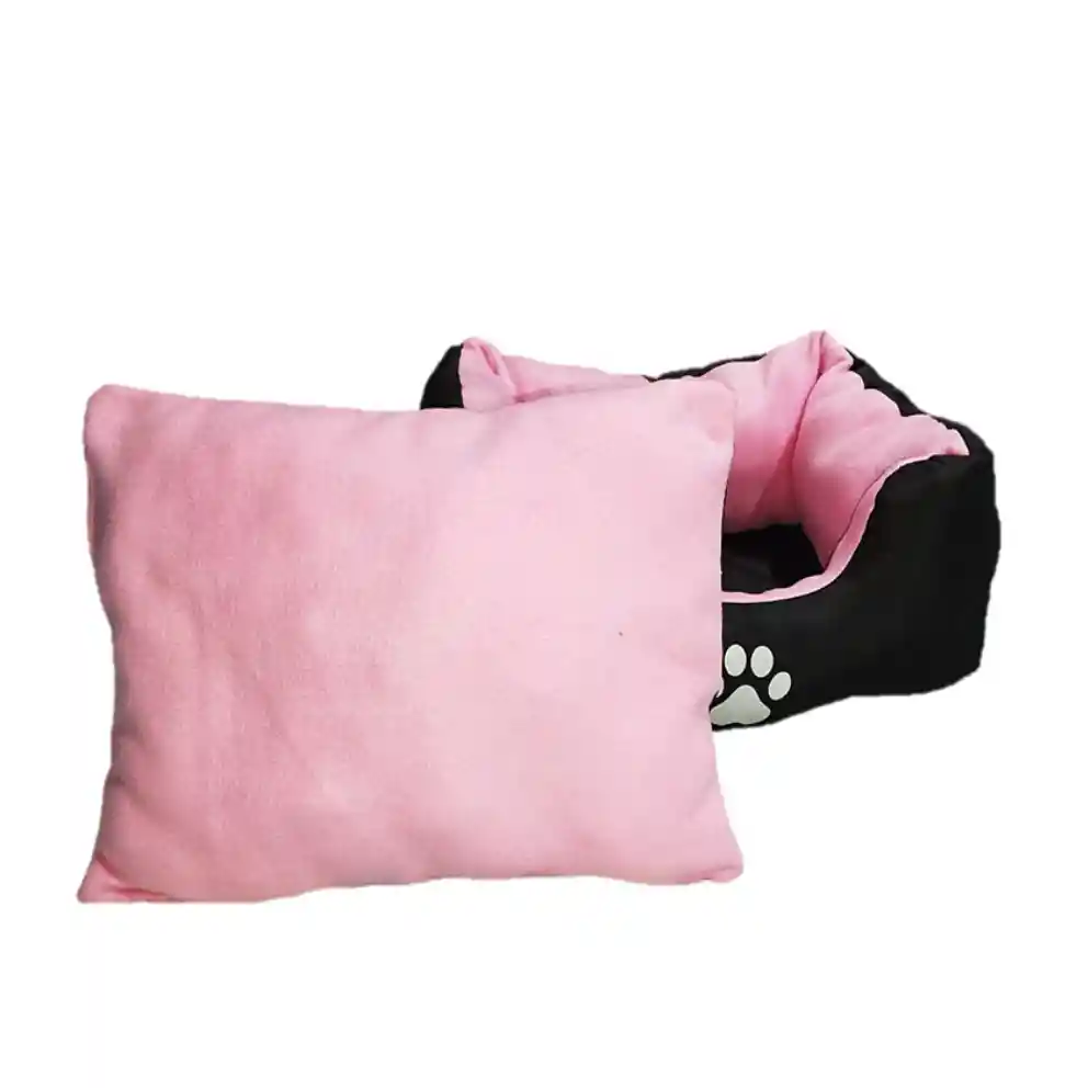 Cama Pequeña Con Cojin Lavable Color Rosado Para Perros Y Gatos