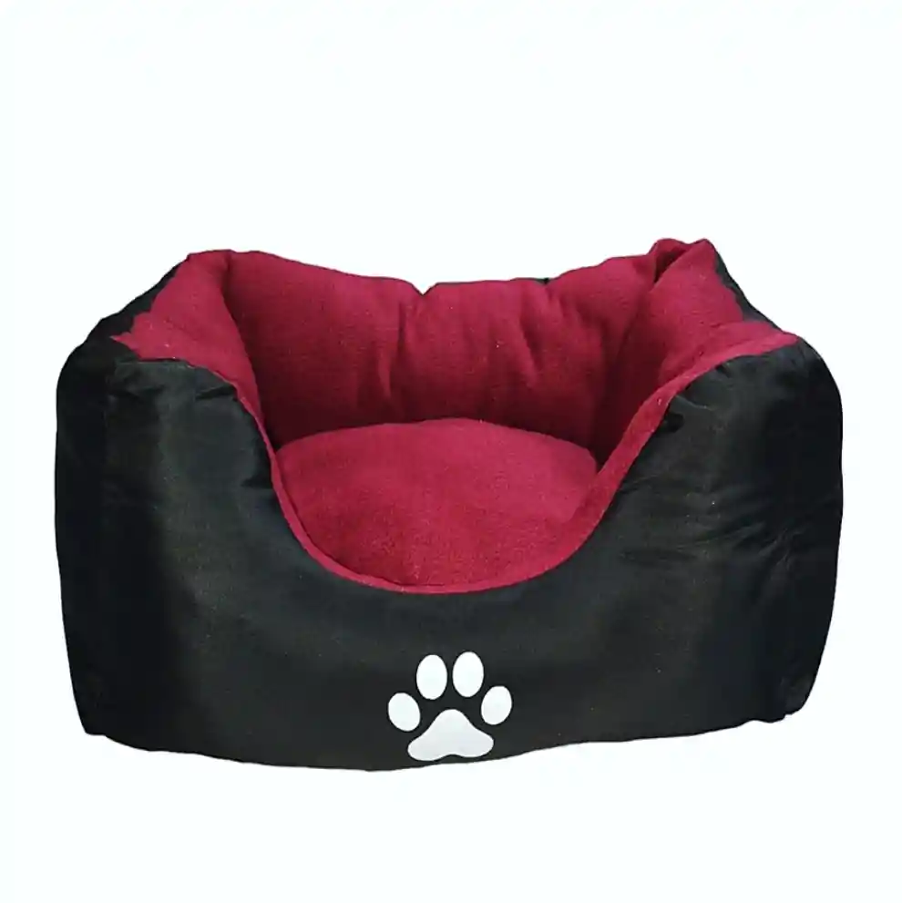 Cama Pequeña Con Cojin Lavable Color Vinotinto Para Perros Y Gatos