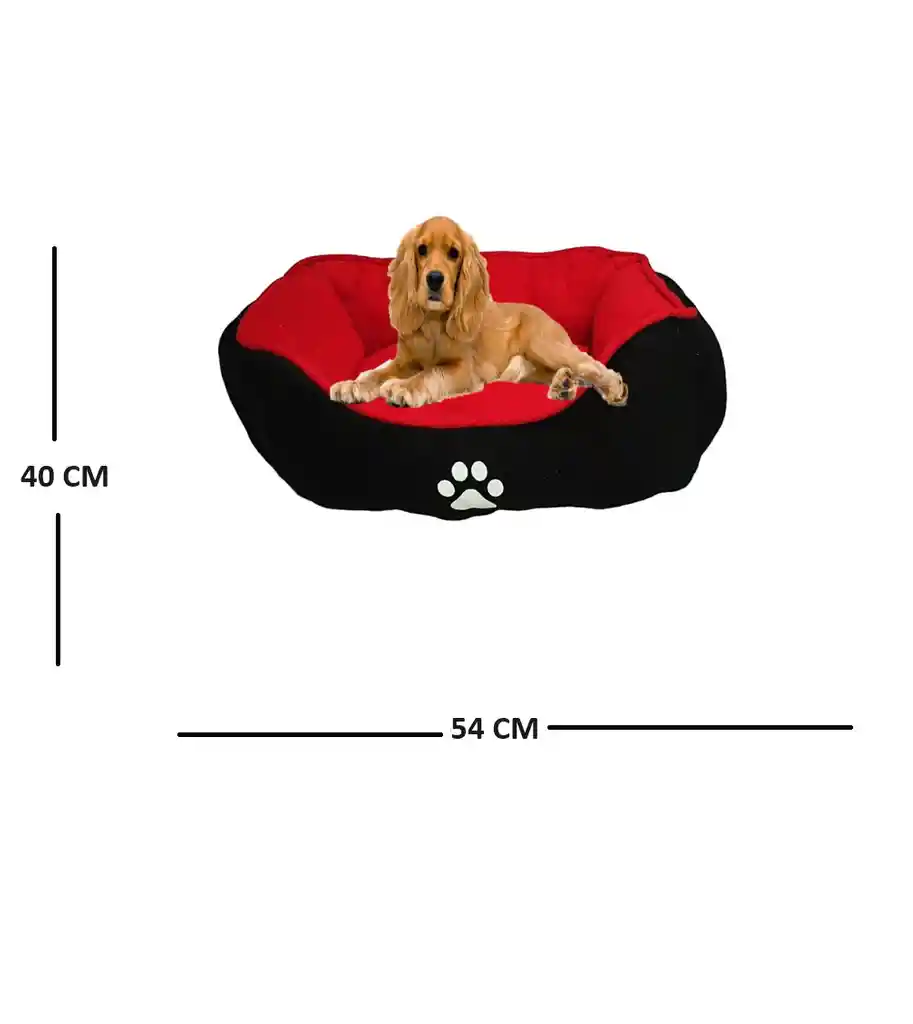 Cama Mediana Doble Faz Color Roja Para Perros Y Gatos