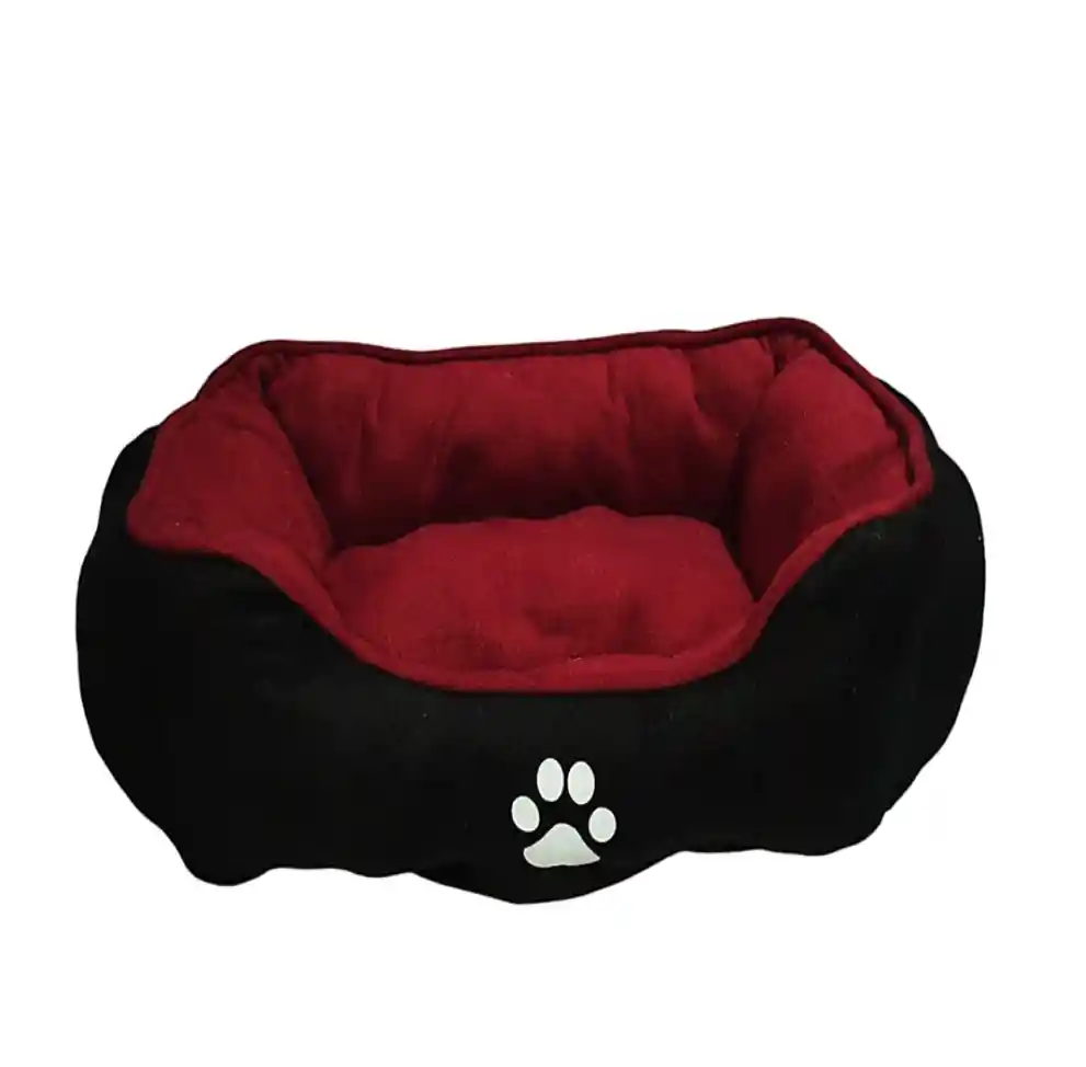 Cama Mediana Doble Faz Color Vinotinto Para Perros Y Gatos