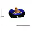 Cama Mediana Doble Faz Color Azul Para Perros Y Gatos