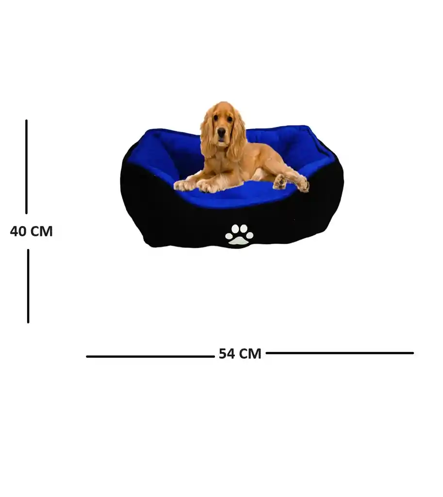 Cama Mediana Doble Faz Color Azul Para Perros Y Gatos