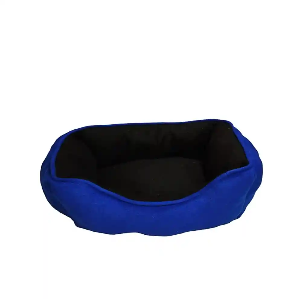 Cama Mediana Doble Faz Color Azul Para Perros Y Gatos