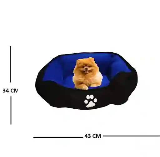 Cama Pequeña Doble Faz Color Azul Para Perros Y Gatos