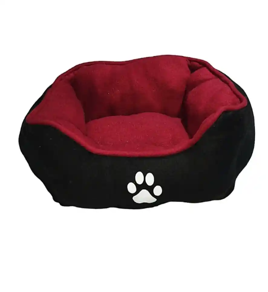 Cama Pequeña Doble Faz Color Vinotinto Para Perros Y Gatos