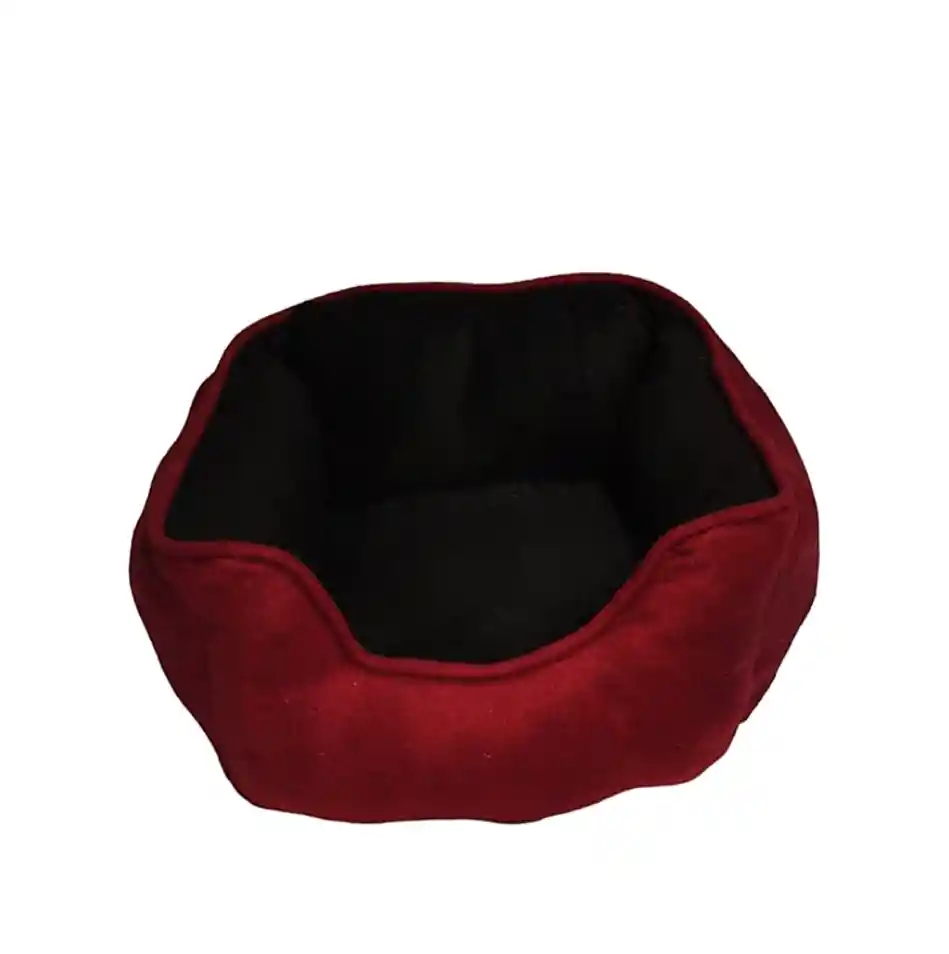 Cama Pequeña Doble Faz Color Vinotinto Para Perros Y Gatos