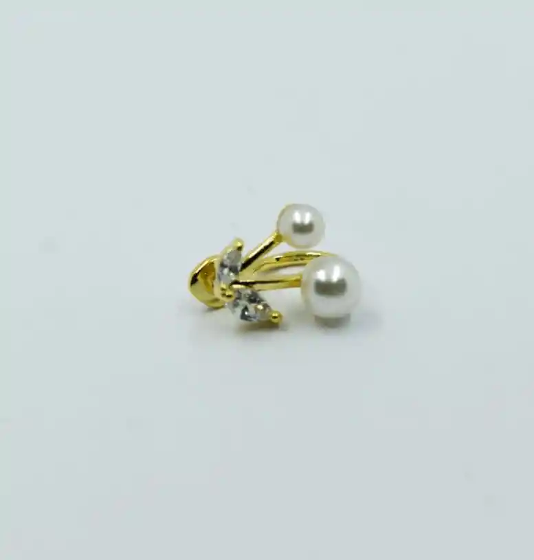 Earcuff Dorado Brillos Y Perlas