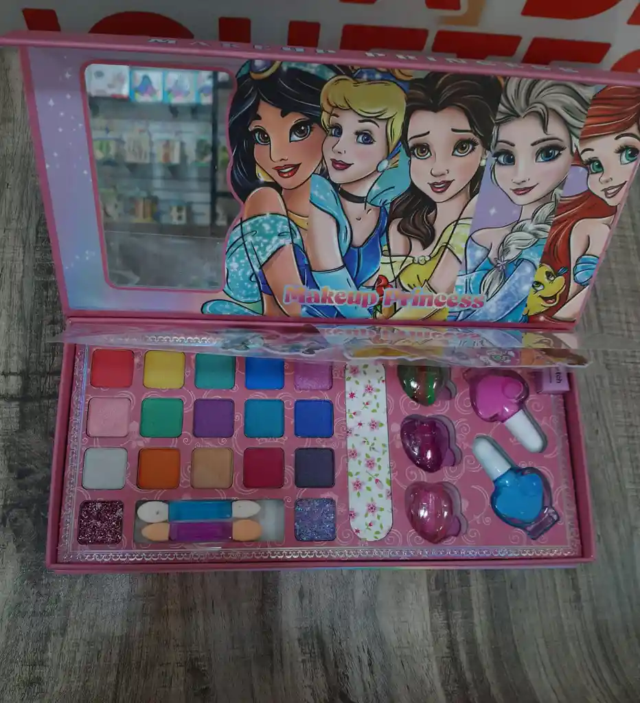 Juego De Maquillaje De Princesas, Incluye Brillo De Labios, Brillo, Compacto Y Pinturas Para Niñas