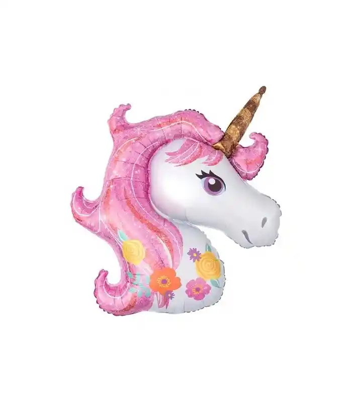 Globo Metalizado Cara Unicornio Sin Inflar.