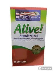 Alive Standardized Ginseng Con Ginkgo Biloba Complez X 60 Softgels Healthy America