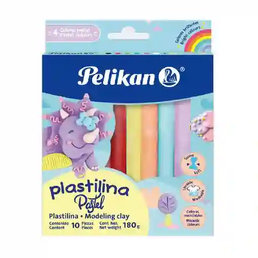 Plastilina Pastel Pelikan X10 Unidades 180 Gm