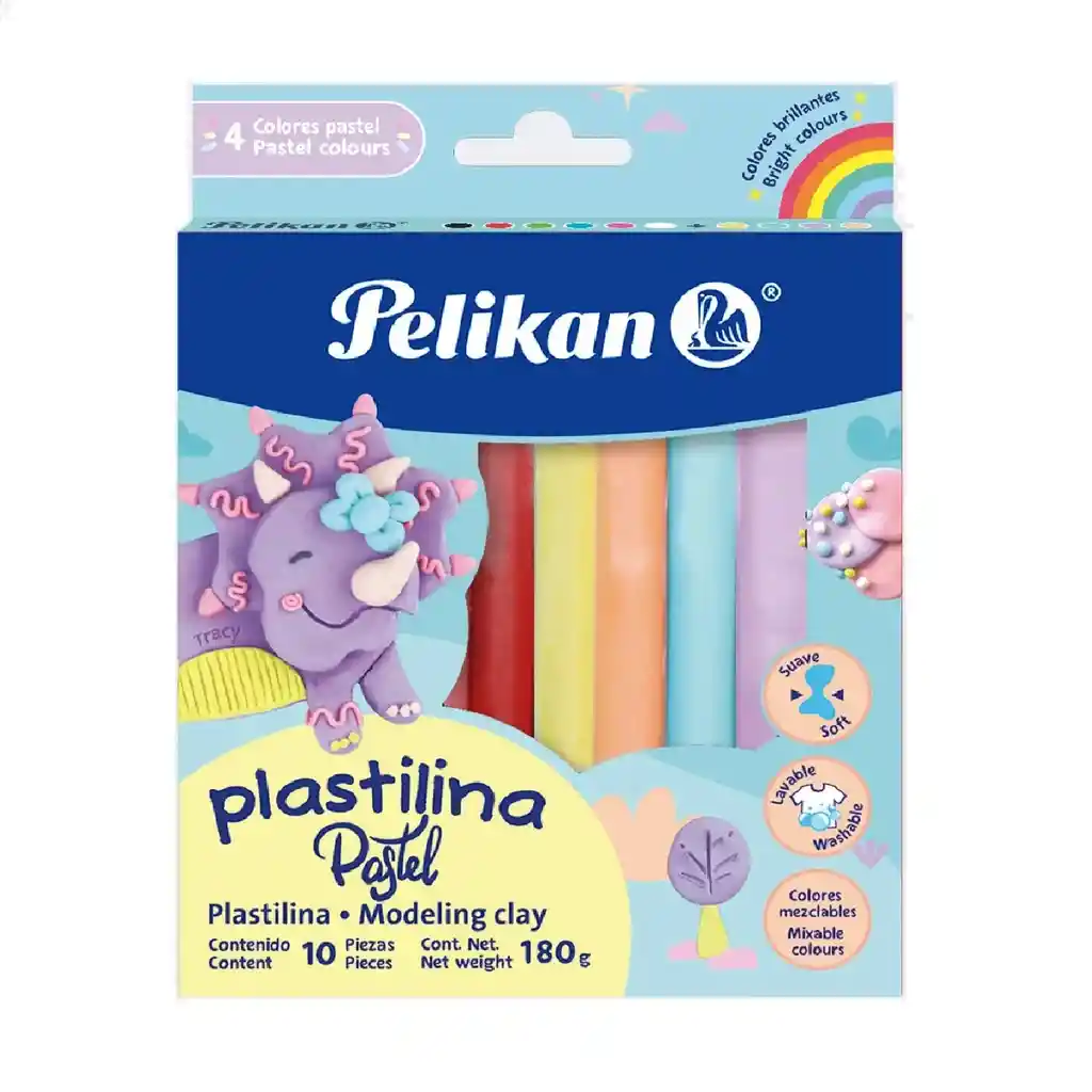 Plastilina Pastel Pelikan X10 Unidades 180 Gm