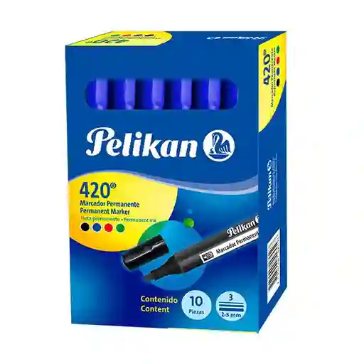 Marcador Permanente Pelikan 420 Caja X10 Azul