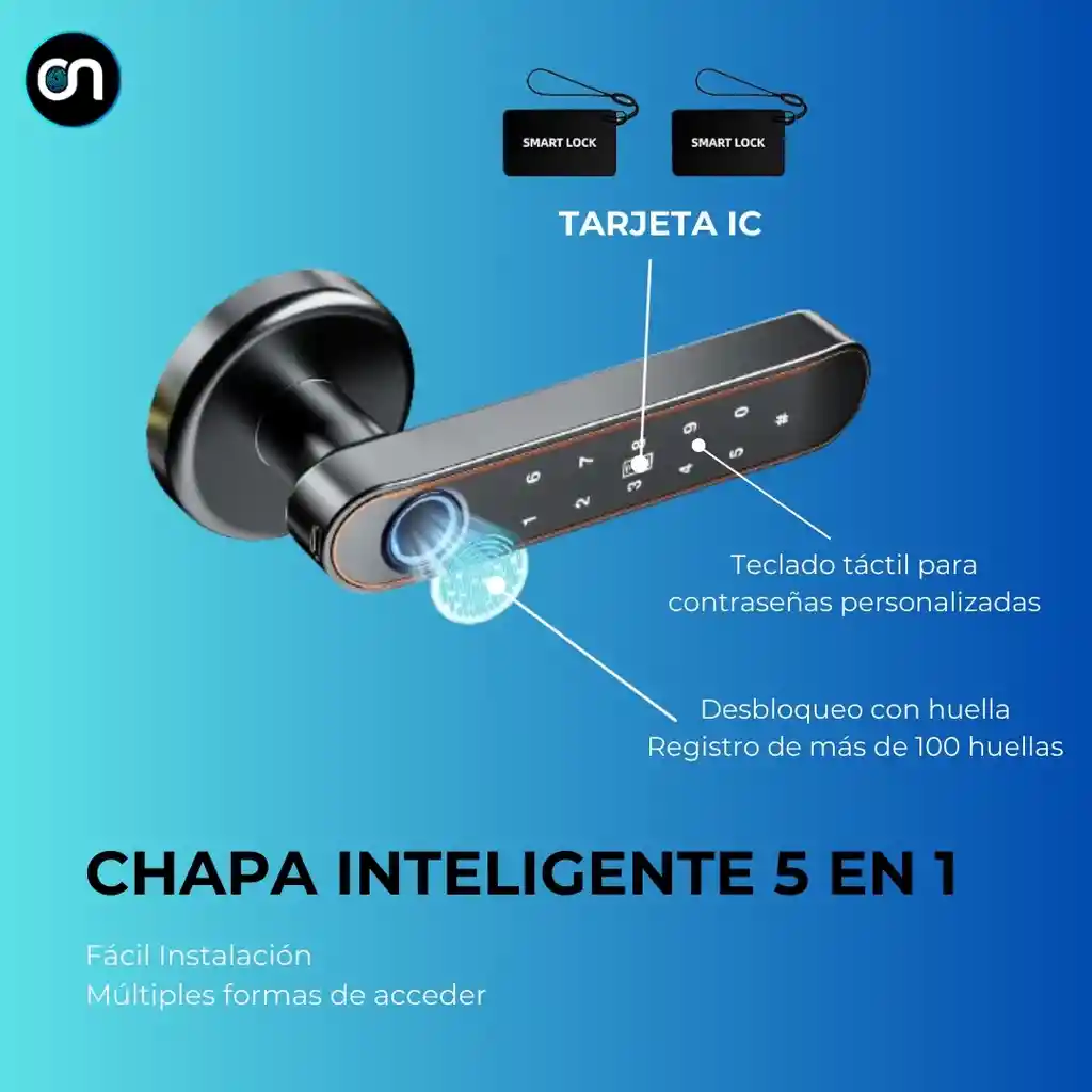 Cerradura Chapa Cerrojo Inteligente Huella Codigo Tarjeta App Pulido 5 En 1