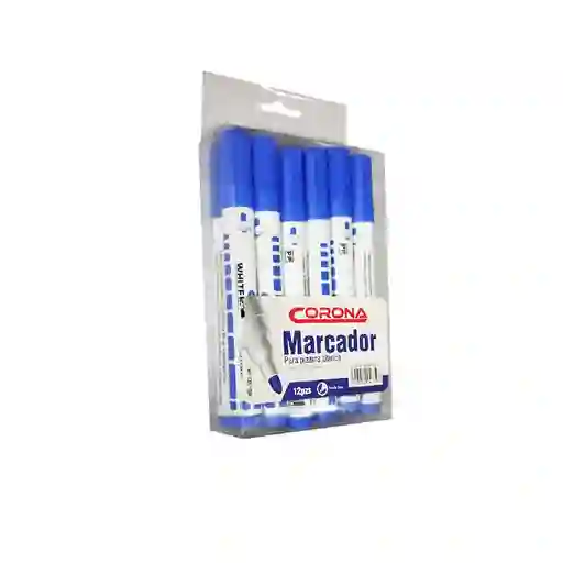 Marcador Borrable Corona Azul X12 Unidades