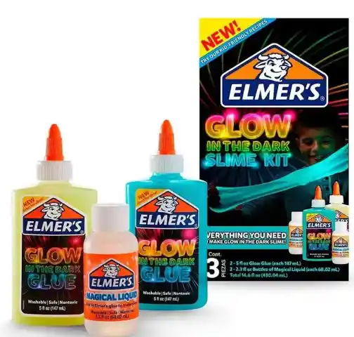 Kit De Slime Glow In The Dark Marca Elmers Original 147ml Mas 65g