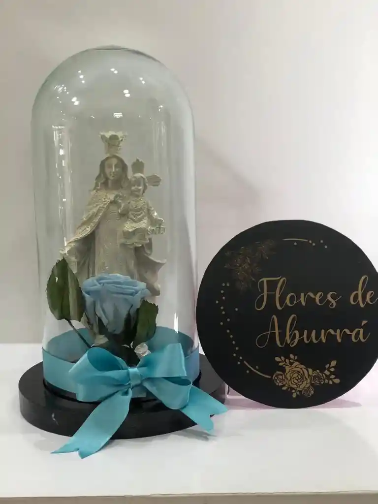 Virgen 20cm Con Rosa Preservada