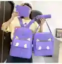 Molso Mochila Diseño Orejitas Gato 4 Piezas