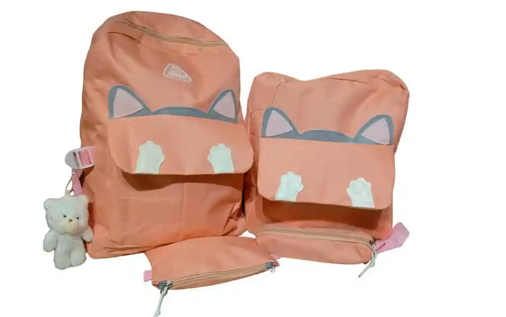 Molso Mochila Diseño Orejitas Gato 4 Piezas