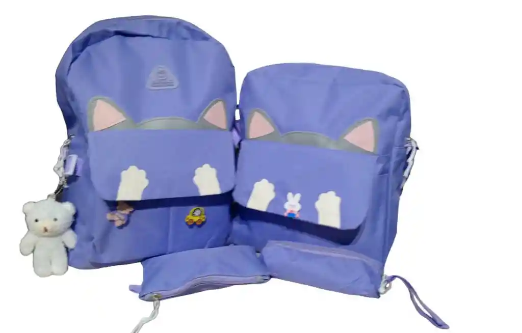 Molso Mochila Diseño Orejitas Gato 4 Piezas