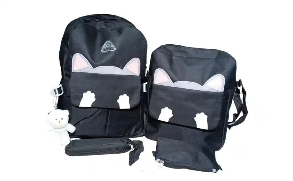 Molso Mochila Diseño Orejitas Gato 4 Piezas