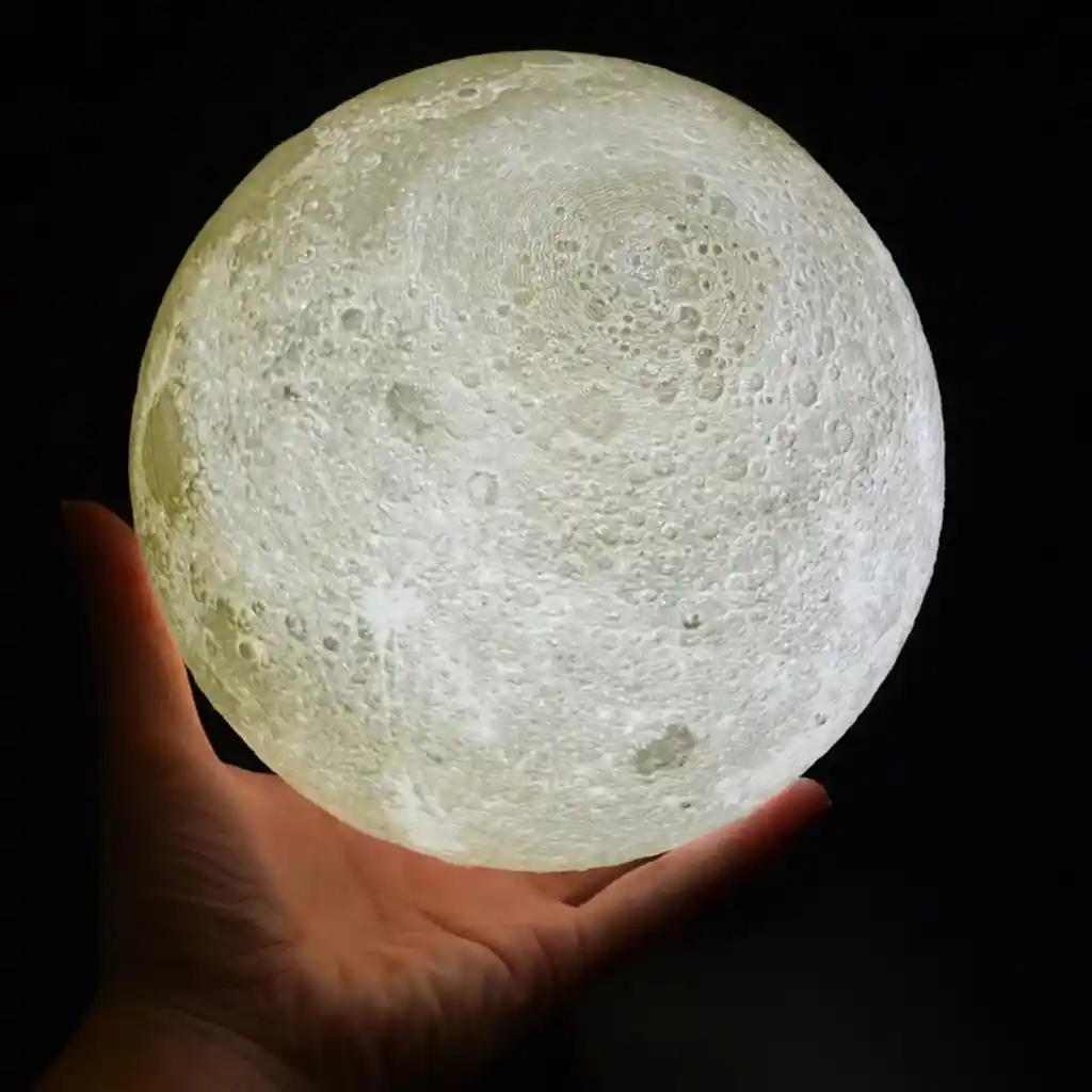 Lámpara Luna Llena 3d De 15 Cm: Velador Multicolor