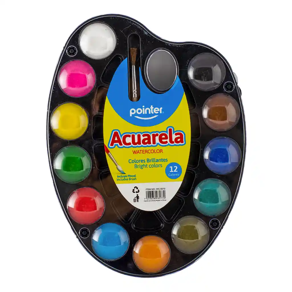 Acuarela X 12 Colores Con Pincel Pointer