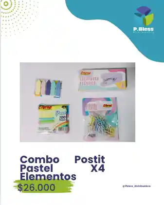 Combo Postit Pastel X4 Elementos