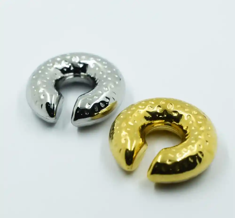 Earcuff Chunky Textura Dorado Y Plateado